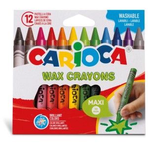 Carioca Wachsmalkreiden Maxi, 12er-Set, verschiedene Farben für kreative Bastelprojekte.