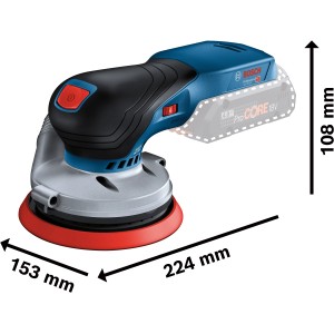 Ponceuse excentrique sans fil Bosch Professional GEX 18V-125 (sans batterie) avec feuille abrasive et L-Boxx.