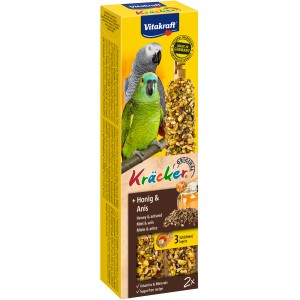 Vitakraft Kräcker Miele & Anice, 2 pezzi, per pappagalli. Alimento complementare con vitamine e minerali.