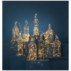 Guirlande lumineuse Star Trading Dew Drop dans des bouteilles, argentée, avec 720 LED blanc chaud. Guirlande d'intérieur.