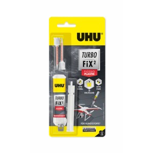 UHU Turbo Fix² colle plastique, paquet de 10g. Colle bi-composant à prise rapide pour plastique.