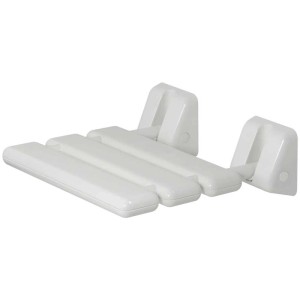 Siège de douche rabattable blanc Tiger Libra pour plus de sécurité dans la salle de bain. Siège pliable pour montage mural.