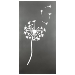 Paravent Nouvel Vento, brise-vue anthracite avec motif pissenlit pour jardin et terrasse.