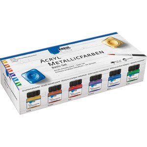 Set base di colori acrilici metallizzati Kreul con 6 colori (oro, rame, rosso, viola, blu, verde).