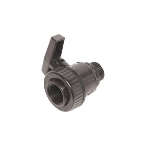 Robinet à boisseau sphérique noir pour tubes PE, 33,3 mm (R 1) x 30,3 mm (Rp 1), pour l'arrêt dans les systèmes d'eau froide.