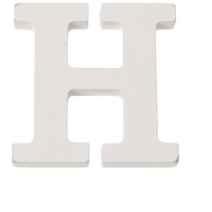 Lettera H bianca in MDF, altezza 5,5 cm, per bricolage e decorazioni.