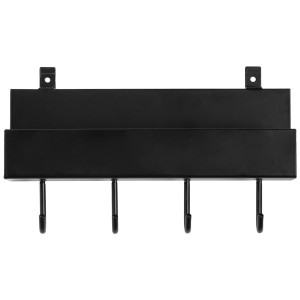 Mensola nera Denpanels con 4 ganci per pannelli acustici, larghezza 215 mm.