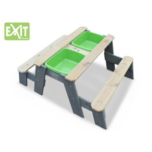 EXIT Aksent tavolo da sabbia, acqua e picnic con 2 panche, grigio e naturale.