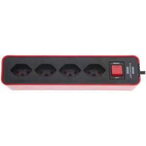 Brennenstuhl Ecolor ciabatta, 4 prese, rosso-nero, cavo 1,5 m.