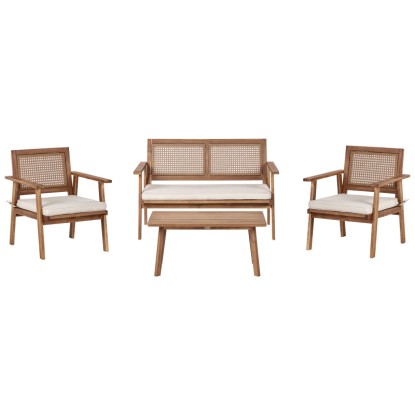 Beliani Lounge-Gruppe Arenella Akazienholz Heller Holzfarbton 4-tlg.