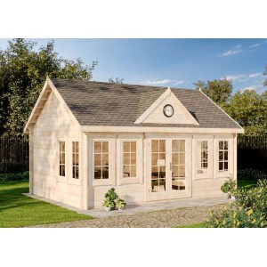 Casetta da giardino Alpholz Clockhouse-XL non trattata con tetto a due falde, 570x420 cm.