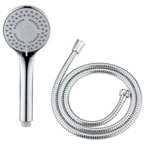 Ensemble de douche Wenko Basic Line, chromé, 2 pièces avec douchette et flexible.