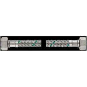 Tuyau blindé Flexo DN10, 50 cm avec tresse en acier inoxydable et filetage femelle 1/2 pouce.