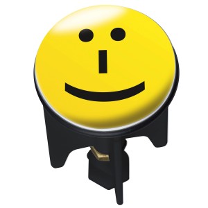 Wenko Tappo lavandino Lacher con motivo smiley giallo.