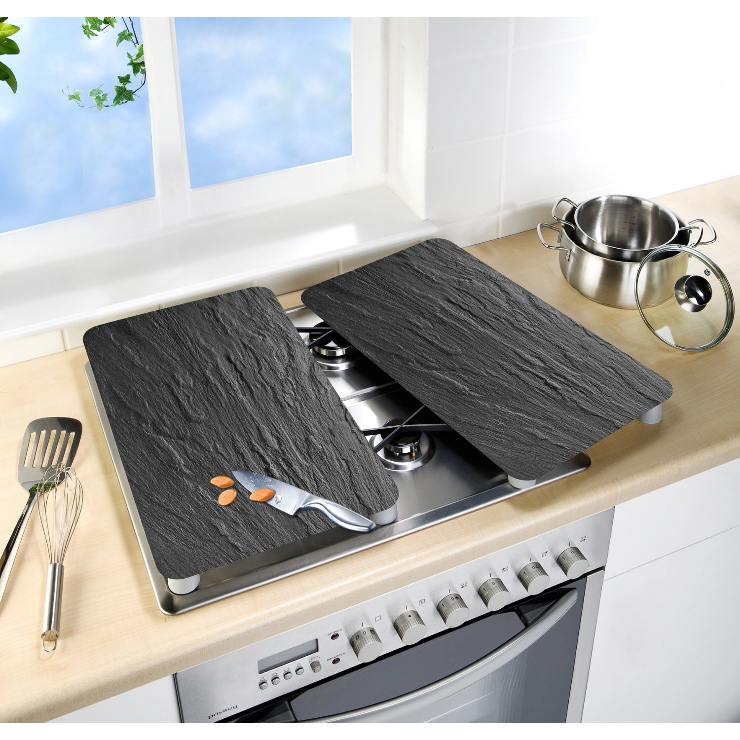 Coprifornelli Vetro Per Piano Cottura Vetroceramica | Set 2 Pezzi 30x52cm | Trasparente E Antiscivolo - Foto 10