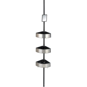 Étagère de douche Wenko Premium Big Black en inox avec 3 tablettes et miroir.