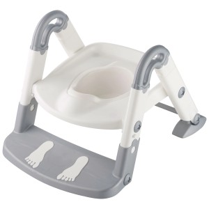 Rotho Kidskit 3in1 trainer WC bianco-grigio con gradino e maniglie, portata max 30 kg.