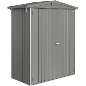 Abri de jardin en métal Biohort Europa, gris quartz métallisé, 1,3 m² avec double porte.