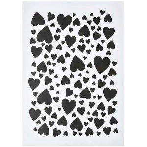 Stencil A5 con tanti cuori piccoli e grandi per stencil.