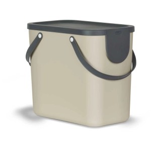 Sistema di riciclaggio Rotho Albula, 25 l, color cappuccino. Cestino con coperchio e maniglie.