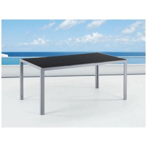 Tavolo da giardino Beliani Catania, vetro nero, 160x90 cm, rettangolare, struttura in alluminio.