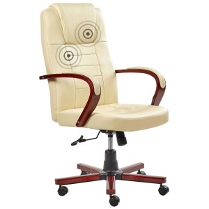 Poltrona massaggiante Beliani Diamond in vera pelle beige con funzione massaggio e riscaldamento.