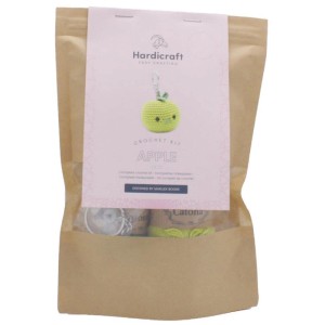 Hardicraft Kit Uncinetto Mela: Set completo con filato di cotone verde per un portachiavi.
