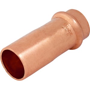 Nipplo a pressare in rame, Ø 22 mm x Ø 18 mm per installazione tubi in rame.