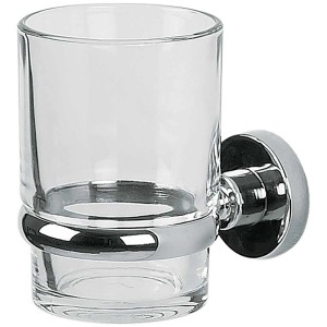 Gobelet à brosse à dents Spirella Atlantic Chrom en verre avec support chromé.