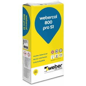Sack Webercol 800 Pro S1, grauer flexibler Fliesenkleber, 25 kg.