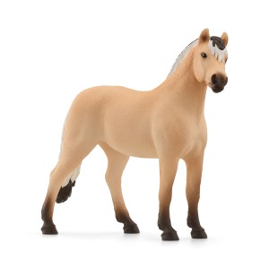 Schleich Fjord Pferd Wallach Spielfigur, hellbraunes Fell mit dunkler Mähne.