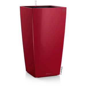 Pot de fleurs rouge brillant Lechuza Cubico Premium 30, 30x30 cm.