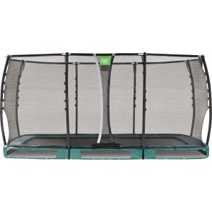 Trampolino interrato verde EXIT Allure Premium 244x427 cm con rete di sicurezza.