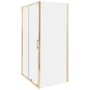 Beliani Cabine de douche Yoro en verre transparent et doré 185 x 80 x 100 cm