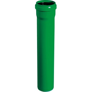 Tuyau d'égout vert DN 110, longueur 2000 mm, avec manchon pour systèmes d'eaux usées.