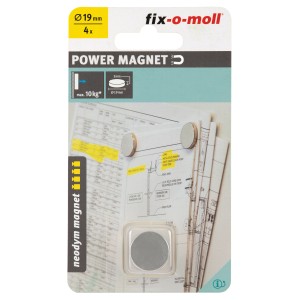 Disques magnétiques néodyme Fix-o-moll, Ø 19mm, lot de 4, aimants argentés pour tableaux.