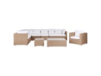 Beliani Lounge-Set XXL 8-Sitzer Polyrattan Sandbeige