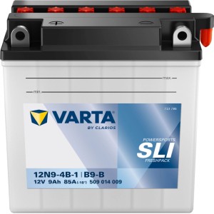 Batteria moto Varta Powersports 12N9-4B-1, 12V 9Ah, per un avviamento affidabile.