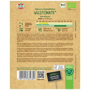 Sperli Graines de tomate sauvage bio Rote Murmel pour 9 plantes. Légume pour emplacements ensoleillés.