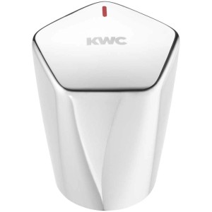 Maniglia per rubinetto KWC Star 2.0, cromata, con indicatore rosso per acqua calda.