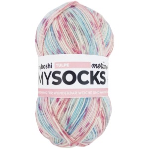 Myboshi Wolle mysocks Merino Tulpe, mehrfarbiges Sockengarn aus Merinowolle und Polyamid.