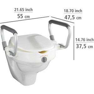 Wenko Rialzo WC Secura, rialzo per WC bianco con maniglie di supporto e dimensioni.