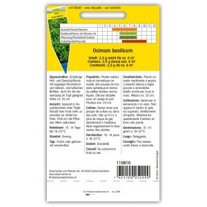 Sachet de graines de Basilic Grec Ocimum, plante annuelle aromatique pour massifs et pots.