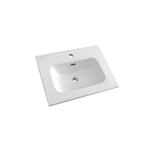 Lavabo in ceramica bianca (61x47cm) con foro per rubinetto per lavabi singoli.