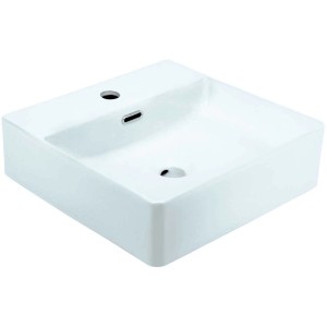 Lavabo Aquasu Cavo bianco, quadrato, 42x42 cm con troppopieno.
