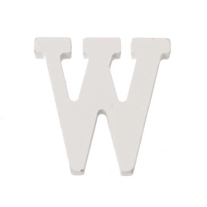 Lettera W bianca in MDF, altezza 5,5 cm, ideale per lavori creativi e decorazioni.
