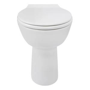 WC a terra Aquasu bianco con design senza brida e altezza comfort, sedile WC incluso.