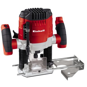 Fresatrice verticale Einhell TC-RO 1155 E rossa/nera con accessori per fresature precise.