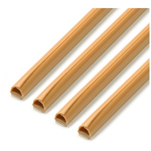 Lot de 4 goulottes Cablefix autocollantes, beige, 7x8mm, 1m chacune. Pour une gestion ordonnée des câbles.