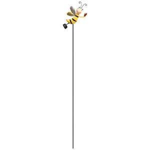 Gartenstecker Biene mit Herz, gelb-schwarz, 70cm hoch, zur Dekoration von Blumenbeeten.